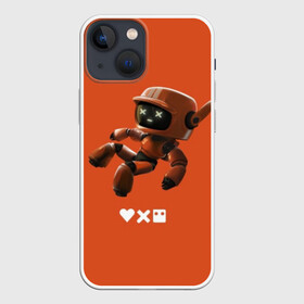 Чехол для iPhone 13 mini с принтом Love, Death + Robots в Тюмени,  |  | Тематика изображения на принте: love death robots | netflix | аниматрица | короткометражка | любовь | мультик | мультисериал | надпись | нетфликс | оранжевый | пафос | робот | роботы | сериал | треш | хипстер