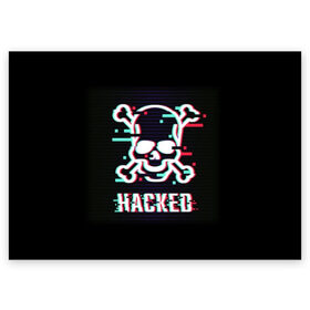 Поздравительная открытка с принтом Pirate sign в Тюмени, 100% бумага | плотность бумаги 280 г/м2, матовая, на обратной стороне линовка и место для марки
 | Тематика изображения на принте: attack | bones | glitch | hacked | hacker | pirate | sign | skull | symbol | text | warning | атака | взломанный | глюк | знак | кости | пиратский | предупреждение | символ | текст | хакер | череп