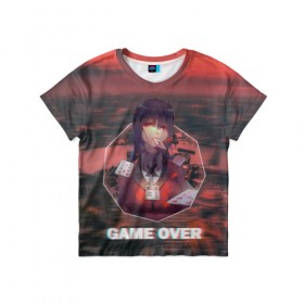 Детская футболка 3D с принтом GAME OVER в Тюмени, 100% гипоаллергенный полиэфир | прямой крой, круглый вырез горловины, длина до линии бедер, чуть спущенное плечо, ткань немного тянется | Тематика изображения на принте: 