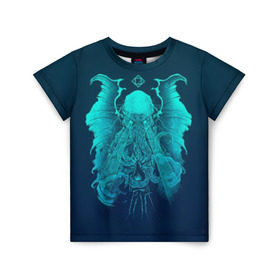 Детская футболка 3D с принтом Ктулху в Тюмени, 100% гипоаллергенный полиэфир | прямой крой, круглый вырез горловины, длина до линии бедер, чуть спущенное плечо, ткань немного тянется | ктулху | монстр | фэнтези | чудище