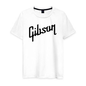 Мужская футболка хлопок с принтом Gibson в Тюмени, 100% хлопок | прямой крой, круглый вырез горловины, длина до линии бедер, слегка спущенное плечо. | gibson | гибсон