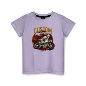 Детская футболка хлопок с принтом Мотоциклист в Тюмени, 100% хлопок | круглый вырез горловины, полуприлегающий силуэт, длина до линии бедер | 