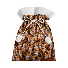 Подарочный 3D мешок с принтом Упоротые лисы в Тюмени, 100% полиэстер | Размер: 29*39 см | Тематика изображения на принте: fox | животные | лис | лиса | лисичка | мем | паттрен | рыжий | толпа | упортый | фыр фыр