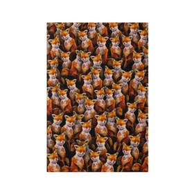 Обложка для паспорта матовая кожа с принтом Упоротые лисы в Тюмени, натуральная матовая кожа | размер 19,3 х 13,7 см; прозрачные пластиковые крепления | Тематика изображения на принте: fox | животные | лис | лиса | лисичка | мем | паттрен | рыжий | толпа | упортый | фыр фыр