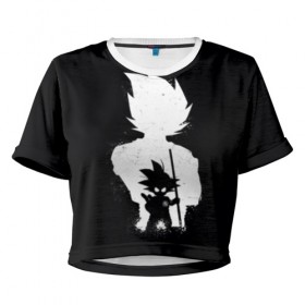 Женская футболка 3D укороченная с принтом Son Goku в Тюмени, 100% полиэстер | круглая горловина, длина футболки до линии талии, рукава с отворотами | ball | dragon | goku | son | гоку | драконий | жемчуг | сон