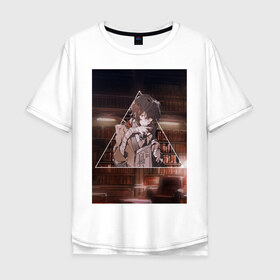 Мужская футболка хлопок Oversize с принтом ДАЗАЙ в Тюмени, 100% хлопок | свободный крой, круглый ворот, “спинка” длиннее передней части | Тематика изображения на принте: бродячие псы | дадзай | осаму | осаму дазай