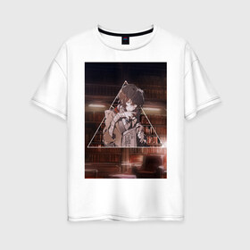 Женская футболка хлопок Oversize с принтом ДАЗАЙ в Тюмени, 100% хлопок | свободный крой, круглый ворот, спущенный рукав, длина до линии бедер
 | бродячие псы | дадзай | осаму | осаму дазай