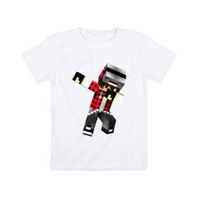 Детская футболка хлопок с принтом Dab Minecraft в Тюмени, 100% хлопок | круглый вырез горловины, полуприлегающий силуэт, длина до линии бедер | dab | deb | minecraft | даб | деб | майнкрафт