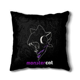 Подушка 3D с принтом Monstercat в Тюмени, наволочка – 100% полиэстер, наполнитель – холлофайбер (легкий наполнитель, не вызывает аллергию). | состоит из подушки и наволочки. Наволочка на молнии, легко снимается для стирки | monstercat | клуб | клубная музыка | кот | котенок | кошка | лейбл | монстар | монстар кет | монстер | музыка | танцевальная музыка | электронная | электронная музыка