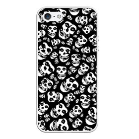 Чехол для iPhone 5/5S матовый с принтом The Misfits в Тюмени, Силикон | Область печати: задняя сторона чехла, без боковых панелей | Тематика изображения на принте: punk | punk rock | rock | лицо | мисфитс | панк | панк рок | паттрен | призрак | рок | скелет | череп | черно белый