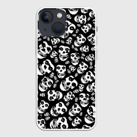 Чехол для iPhone 13 mini с принтом The Misfits в Тюмени,  |  | Тематика изображения на принте: punk | punk rock | rock | лицо | мисфитс | панк | панк рок | паттрен | призрак | рок | скелет | череп | черно белый