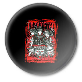 Значок с принтом babymetal anime в Тюмени,  металл | круглая форма, металлическая застежка в виде булавки | black | metall | аниме | бэбиметал | волки | девочки | рамка | рок | тяжелаямузыка | тянки