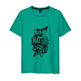 Мужская футболка хлопок с принтом Haters gonna Hate в Тюмени, 100% хлопок | прямой крой, круглый вырез горловины, длина до линии бедер, слегка спущенное плечо. | haters gonna hate | прикольный принт | футболка принт