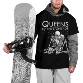 Накидка на куртку 3D с принтом Queens of the Stone Age в Тюмени, 100% полиэстер |  | josh homme | metal | qotsa | queens of the stone age | rock | группы | метал | музыка | рок