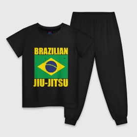 Детская пижама хлопок с принтом Brazilian Jiu Jitsu в Тюмени, 100% хлопок |  брюки и футболка прямого кроя, без карманов, на брюках мягкая резинка на поясе и по низу штанин
 | box | boxing | bruce lee | champion | dragon | fight | fighter | judo | muay thai | team | tiger | ufc | али | боевые | боец | бой | бокс | боксер | борьба | брюс ли | воин | дзюдо | дракон | единоборства | искусство | карате | контакт | кулак | лев