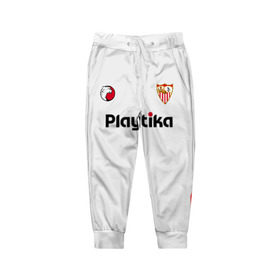 Детские брюки 3D с принтом Sevilla FC (2018-2019) в Тюмени, 100% полиэстер | манжеты по низу, эластичный пояс регулируется шнурком, по бокам два кармана без застежек, внутренняя часть кармана из мелкой сетки | Тематика изображения на принте: 