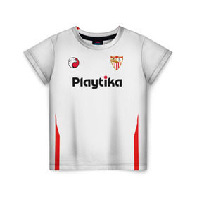 Детская футболка 3D с принтом Sevilla FC (2018-2019) в Тюмени, 100% гипоаллергенный полиэфир | прямой крой, круглый вырез горловины, длина до линии бедер, чуть спущенное плечо, ткань немного тянется | Тематика изображения на принте: 