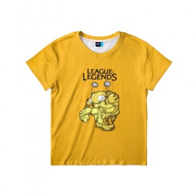 Детская футболка 3D с принтом Blitzcrank - League Of Legends в Тюмени, 100% гипоаллергенный полиэфир | прямой крой, круглый вырез горловины, длина до линии бедер, чуть спущенное плечо, ткань немного тянется | Тематика изображения на принте: 