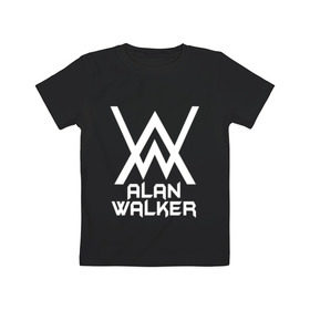 Детская футболка хлопок с принтом Alan Walker в Тюмени, 100% хлопок | круглый вырез горловины, полуприлегающий силуэт, длина до линии бедер | alan walker | алан валкер | алан волкер | алан уокер | диджей | музыка | музыкант | песни