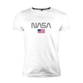Мужская футболка премиум с принтом Nasa USA в Тюмени, 92% хлопок, 8% лайкра | приталенный силуэт, круглый вырез ворота, длина до линии бедра, короткий рукав | nasa | space | usa | звезды | космос | наса | планеты