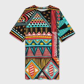 Платье-футболка 3D с принтом Африканский стиль в Тюмени,  |  | Тематика изображения на принте: africa | african | pattern | style | trend | африка | африканский стиль | геометрия | мода | орнамент | паттерн | стиль | тренд