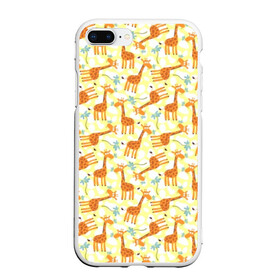 Чехол для iPhone 7Plus/8 Plus матовый с принтом Жирафики в Тюмени, Силикон | Область печати: задняя сторона чехла, без боковых панелей | giraffe | pattern | животные | жираф | паттерн | текстура