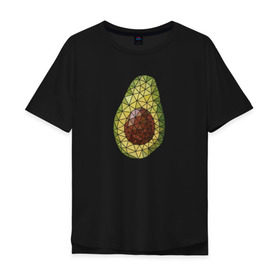 Мужская футболка хлопок Oversize с принтом Авокадо в Тюмени, 100% хлопок | свободный крой, круглый ворот, “спинка” длиннее передней части | вкусняшка | графика | жиры | зож | косточка | мозаика | овощ | паззл | пазл | плод | пп | правильное питание | фитоняшка | фрагменты | фрукт