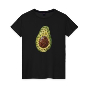 Женская футболка хлопок с принтом Авокадо в Тюмени, 100% хлопок | прямой крой, круглый вырез горловины, длина до линии бедер, слегка спущенное плечо | вкусняшка | графика | жиры | зож | косточка | мозаика | овощ | паззл | пазл | плод | пп | правильное питание | фитоняшка | фрагменты | фрукт