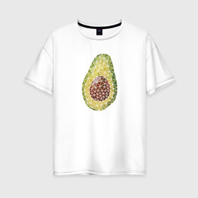 Женская футболка хлопок Oversize с принтом Авокадо в Тюмени, 100% хлопок | свободный крой, круглый ворот, спущенный рукав, длина до линии бедер
 | вкусняшка | графика | жиры | зож | косточка | мозаика | овощ | паззл | пазл | плод | пп | правильное питание | фитоняшка | фрагменты | фрукт