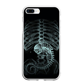 Чехол для iPhone 7Plus/8 Plus матовый с принтом Чужой на Рентгене в Тюмени, Силикон | Область печати: задняя сторона чехла, без боковых панелей | alien | больница | больной | внутренний мир | врач | клиника | кости | пациент | ребра | рентген | скелет | снимок | хищник