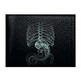 Обложка для студенческого билета с принтом Чужой на Рентгене в Тюмени, натуральная кожа | Размер: 11*8 см; Печать на всей внешней стороне | alien | больница | больной | внутренний мир | врач | клиника | кости | пациент | ребра | рентген | скелет | снимок | хищник