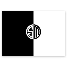 Поздравительная открытка с принтом Team SoloMid в Тюмени, 100% бумага | плотность бумаги 280 г/м2, матовая, на обратной стороне линовка и место для марки
 | league of legends | lol | азир | акали | алистар | амуму | анивия | ари | атрокс | воин | вуконг | гарен | лига легенд | лига оф легенд | лол | маг | поддержка | стрелок | танк