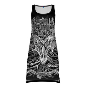 Платье-майка 3D с принтом Lamb of God в Тюмени, 100% полиэстер | полуприлегающий силуэт, широкие бретели, круглый вырез горловины, удлиненный подол сзади. | death metal | lamb of god | log | грув метал | группы | метал | музыка | рок | трэш