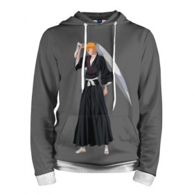 Мужская толстовка 3D с принтом Kurosaki Ichigo в Тюмени, 100% полиэстер | двухслойный капюшон со шнурком для регулировки, мягкие манжеты на рукавах и по низу толстовки, спереди карман-кенгуру с мягким внутренним слоем. | 