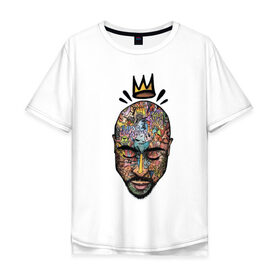 Мужская футболка хлопок Oversize с принтом 2pac Тупак Шакур в Тюмени, 100% хлопок | свободный крой, круглый ворот, “спинка” длиннее передней части | 2pac | hip hop | rap | абстракция | граффити | краски | лицо | рэп | тупак | хип хоп | шакур