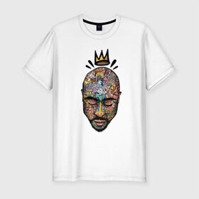 Мужская футболка премиум с принтом 2pac Тупак Шакур в Тюмени, 92% хлопок, 8% лайкра | приталенный силуэт, круглый вырез ворота, длина до линии бедра, короткий рукав | 2pac | hip hop | rap | абстракция | граффити | краски | лицо | рэп | тупак | хип хоп | шакур
