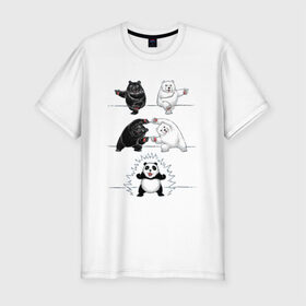 Мужская футболка премиум с принтом Панда превращение в Тюмени, 92% хлопок, 8% лайкра | приталенный силуэт, круглый вырез ворота, длина до линии бедра, короткий рукав | Тематика изображения на принте: 