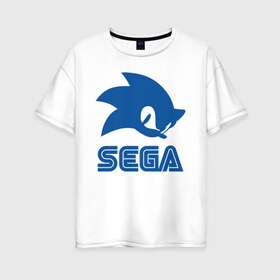 Женская футболка хлопок Oversize с принтом Sonic Sega в Тюмени, 100% хлопок | свободный крой, круглый ворот, спущенный рукав, длина до линии бедер
 | sega | sonic | еж соник | сега | соник