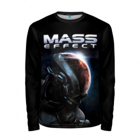 Мужской лонгслив 3D с принтом Mass Effect в Тюмени, 100% полиэстер | длинные рукава, круглый вырез горловины, полуприлегающий силуэт | andromeda | n7 | игры | компьютерные игры | масс эффект