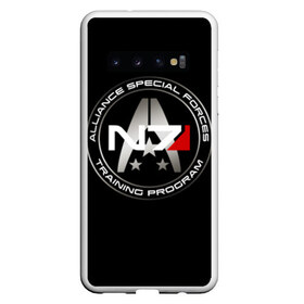 Чехол для Samsung Galaxy S10 с принтом Mass Effect в Тюмени, Силикон | Область печати: задняя сторона чехла, без боковых панелей | Тематика изображения на принте: andromeda | n7 | игры | компьютерные игры | масс эффект