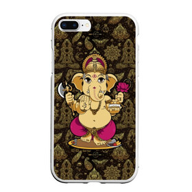 Чехол для iPhone 7Plus/8 Plus матовый с принтом Ganesha в Тюмени, Силикон | Область печати: задняя сторона чехла, без боковых панелей | animal | ax | crown | decoration | elephant | ethnic | flower | food | god | gold | hands | hold | india | lily | mouse | благополучие | бог | божество | ганеша | держит | еда | животное | золото | индия | индуизм | корона | лилия | м | много | мудрость |