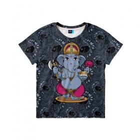 Детская футболка 3D с принтом Ganesha в Тюмени, 100% гипоаллергенный полиэфир | прямой крой, круглый вырез горловины, длина до линии бедер, чуть спущенное плечо, ткань немного тянется | Тематика изображения на принте: 