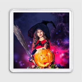 Магнит 55*55 с принтом Маленькая ведьма в Тюмени, Пластик | Размер: 65*65 мм; Размер печати: 55*55 мм | beautiful | crimson | cute | dress | girl | gloves | hair | halloween | hat | holiday | little | long | night | pumpkin | red | smoke | witch | ведьма | волосы | д | девочка | держит | дым | красивая | красная | маленькая | малиновый | метла | милая | ноч