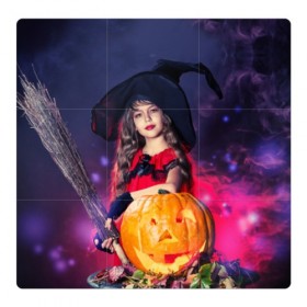 Магнитный плакат 3Х3 с принтом Маленькая ведьма в Тюмени, Полимерный материал с магнитным слоем | 9 деталей размером 9*9 см | Тематика изображения на принте: beautiful | crimson | cute | dress | girl | gloves | hair | halloween | hat | holiday | little | long | night | pumpkin | red | smoke | witch | ведьма | волосы | д | девочка | держит | дым | красивая | красная | маленькая | малиновый | метла | милая | ноч
