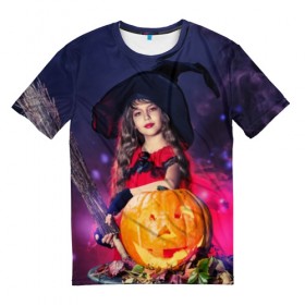 Мужская футболка 3D с принтом Маленькая ведьма в Тюмени, 100% полиэфир | прямой крой, круглый вырез горловины, длина до линии бедер | Тематика изображения на принте: beautiful | crimson | cute | dress | girl | gloves | hair | halloween | hat | holiday | little | long | night | pumpkin | red | smoke | witch | ведьма | волосы | д | девочка | держит | дым | красивая | красная | маленькая | малиновый | метла | милая | ноч