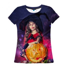 Женская футболка 3D с принтом Маленькая ведьма в Тюмени, 100% полиэфир ( синтетическое хлопкоподобное полотно) | прямой крой, круглый вырез горловины, длина до линии бедер | beautiful | crimson | cute | dress | girl | gloves | hair | halloween | hat | holiday | little | long | night | pumpkin | red | smoke | witch | ведьма | волосы | д | девочка | держит | дым | красивая | красная | маленькая | малиновый | метла | милая | ноч
