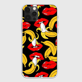 Чехол для iPhone 12 Pro Max с принтом Губы и бананы в Тюмени, Силикон |  | background | bananas | black | drawing | erotic | food | fruit | lips | red | womens | бананы | губы | еда | женские | красные | рисунок | фон | фрукты | черный