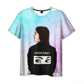 Мужская футболка 3D с принтом Саша Грей Sasha Grey в Тюмени, 100% полиэфир | прямой крой, круглый вырез горловины, длина до линии бедер | Тематика изображения на принте: sasha grey | актриса | арт | грей | мода | прон | саша грей