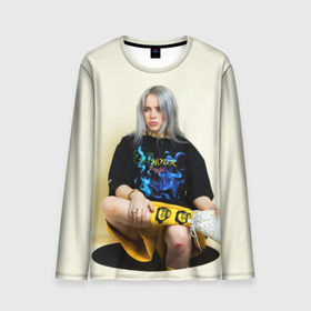 Мужской лонгслив 3D с принтом Billie Eilish в Тюмени, 100% полиэстер | длинные рукава, круглый вырез горловины, полуприлегающий силуэт | Тематика изображения на принте: bad guy | bellyache | billie eilish | bury a friend | ocean eyes | when we all fall asleep where do we go | билли айлиш | музыка | певица