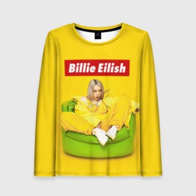 Женский лонгслив 3D с принтом Billie Eilish в Тюмени, 100% полиэстер | длинные рукава, круглый вырез горловины, полуприлегающий силуэт | bad guy | bellyache | billie eilish | bury a friend | ocean eyes | when we all fall asleep where do we go | билли айлиш | музыка | певица